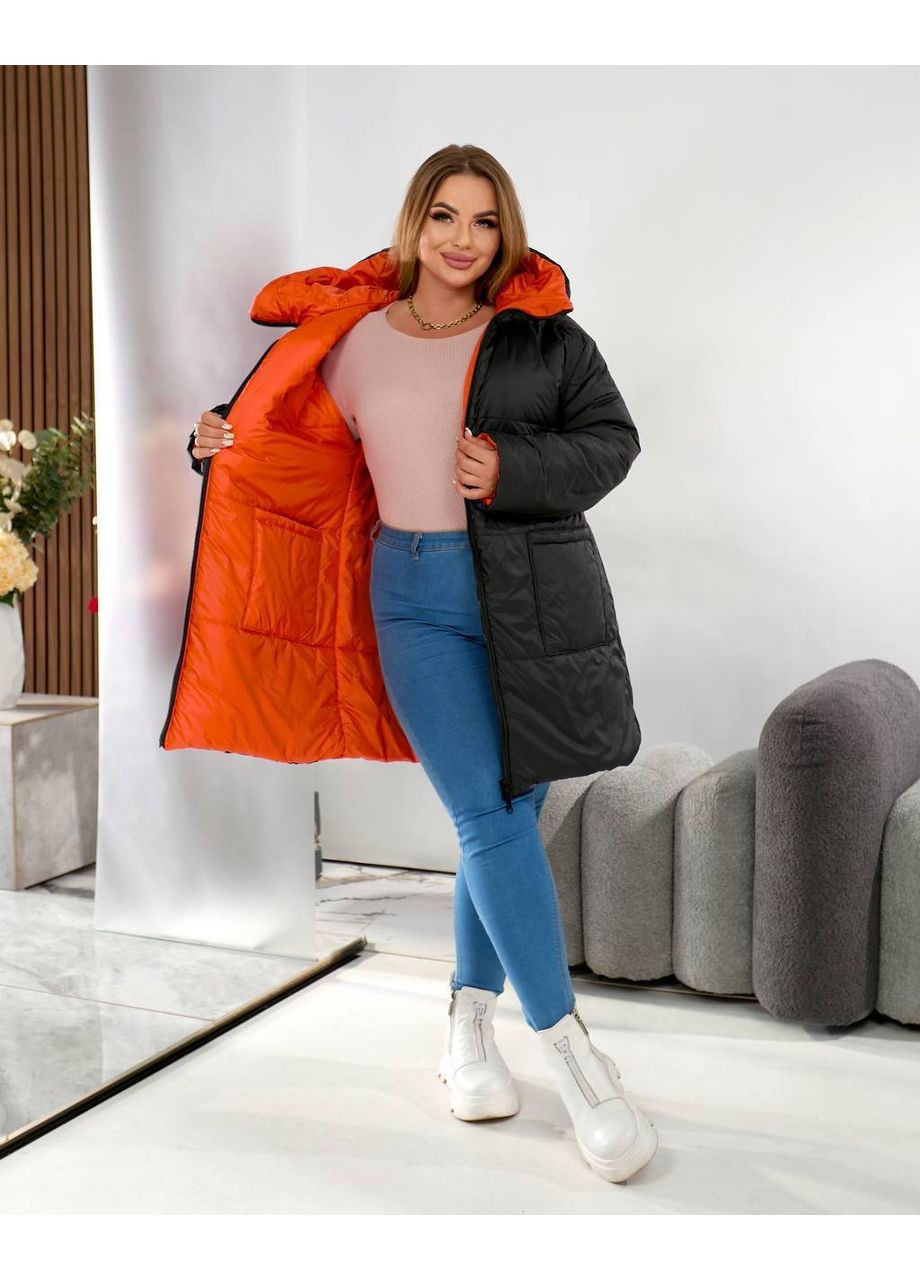 Помаранчева зимня двостороння куртка-пальто з водовідштовхувальної тканини — заміри в описі! куртка-пальто Vione