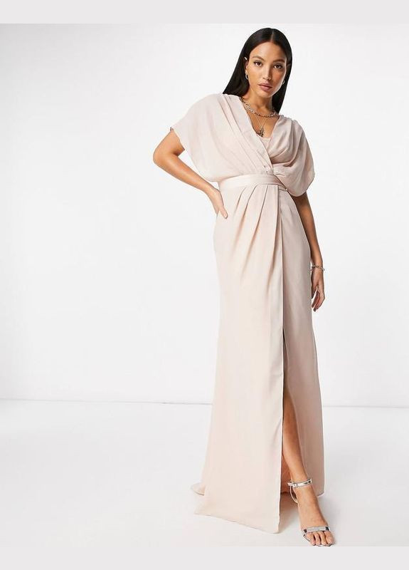 Бежева сукня максі зі шлейфом Asos