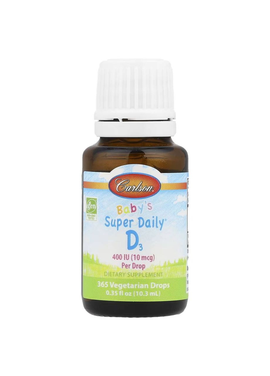 Super Daily, витамин D3 для детей, 10 мкг (400 МЕ), 10,3 мл Carlson Labs (370135442)