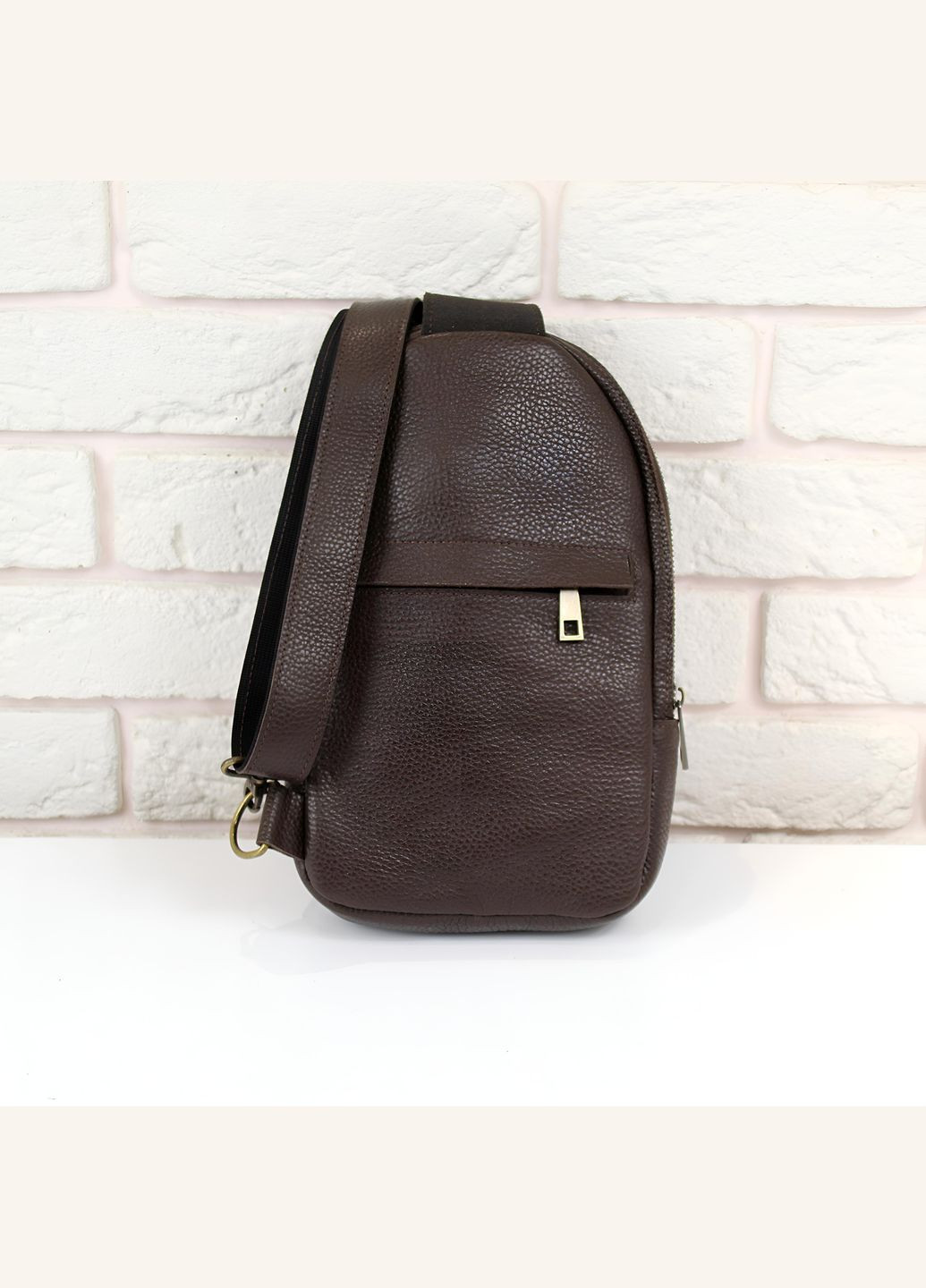 Сумка слінг чоловіча з натуральної шкіри Флотар із підкладкою. Коричнева No Brand (326600581)