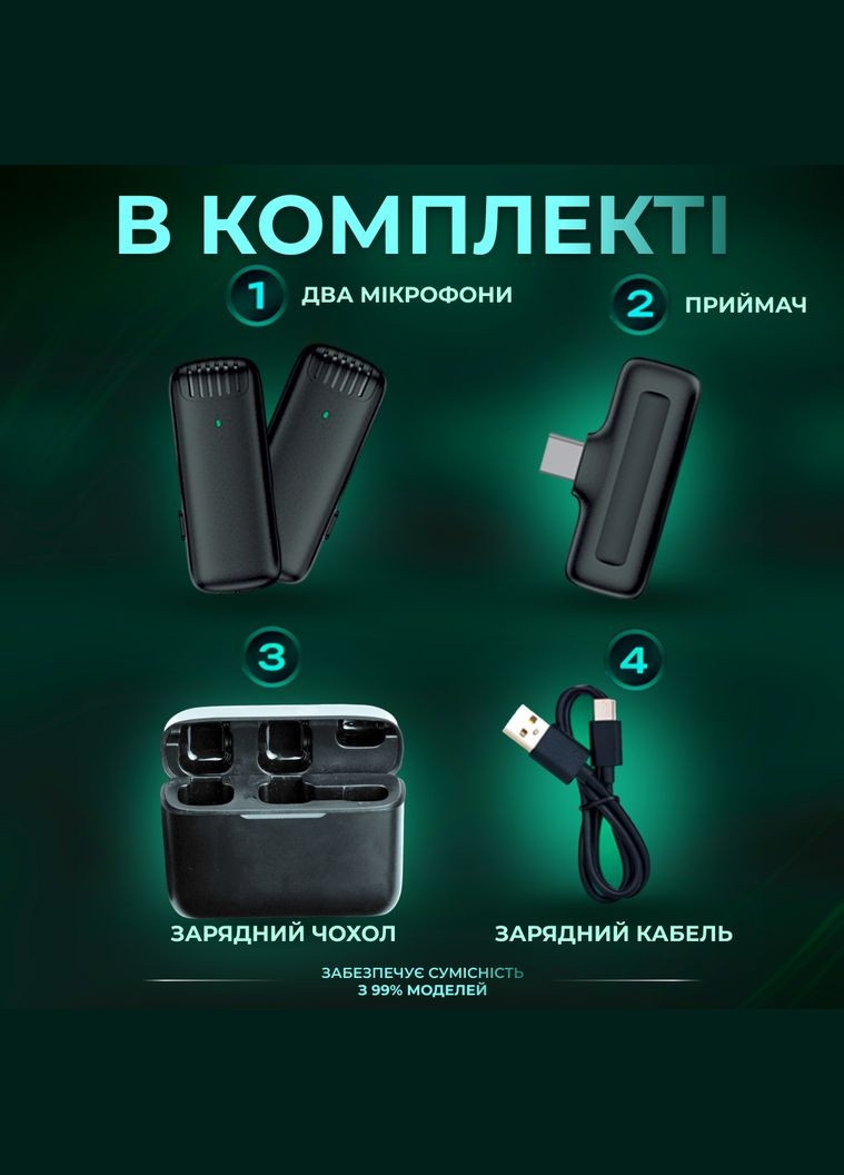 Комплект беспроводных петличных микрофонов J13 2 штуки с кейсом для зарядки XuanLiYuan (328441493)