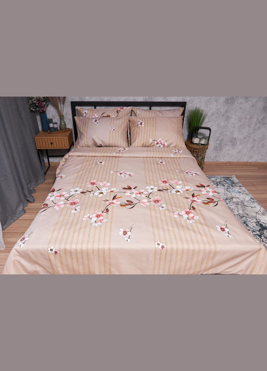 Комплект постельного белья Микросатин Premium «» двуспальный 175х210 наволочки 4х70х70 (MS-820002587) Moon&Star flower branch (286762610)