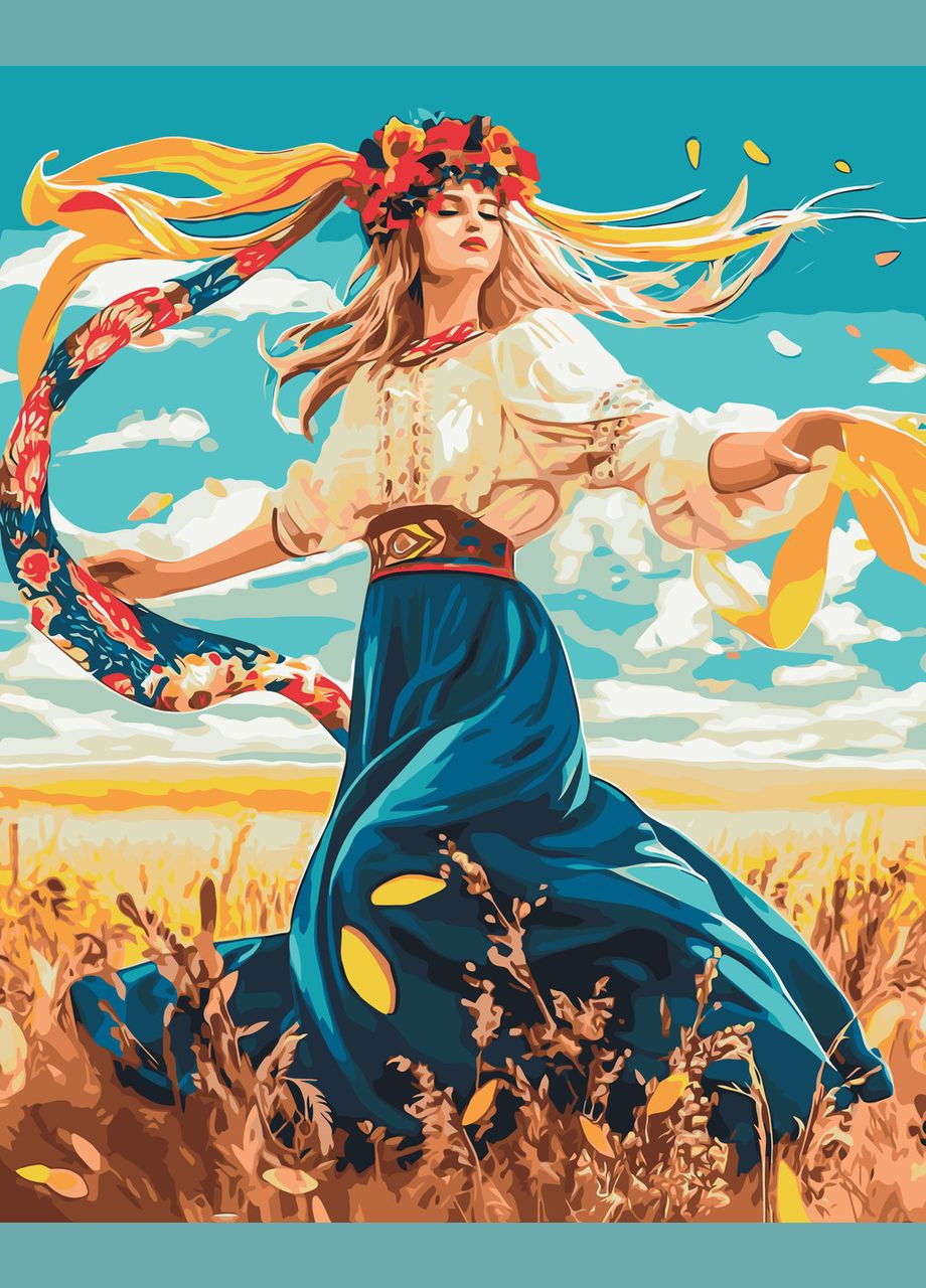 Картина по номерам Девушка с цветочным венком. Украинский сюжет 40*50 см Оригами LW 31950 Origami (322141852)