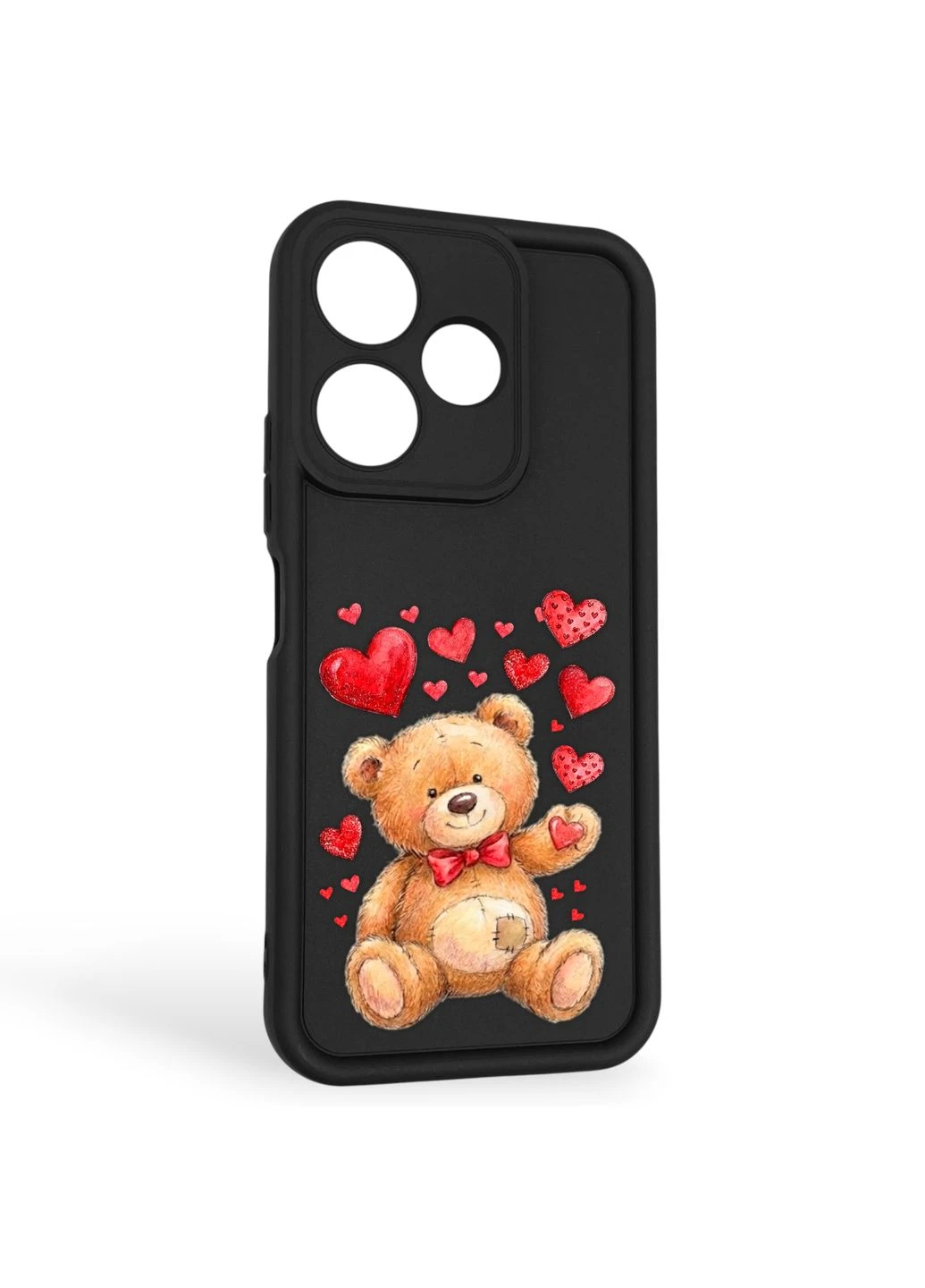 Чохол силіконовий оригінальний Soft Touch з 3D принтом милий ведмедик для Redmi 13 4G чорний (Повний захист камери) Xiaomi (377093602)