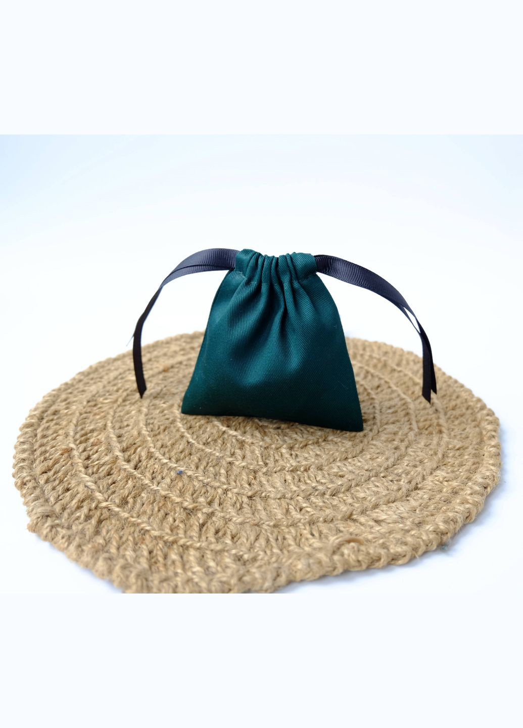 Эко мешочек саржа, хлопок 10х10 см для хранения аксессуаров и украшений темно-зеленый. No Brand (327413962)