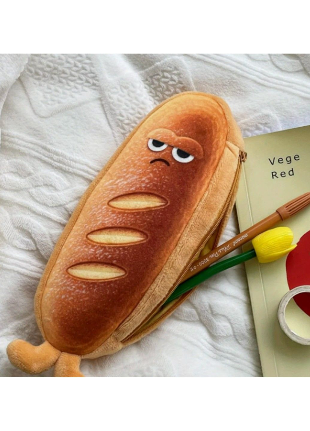 Мягкий детский школьный пенал батон No Brand (331172624)