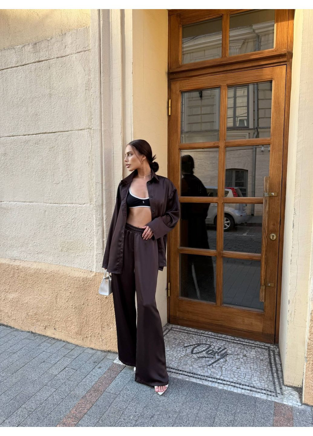 Костюм old money з подвійного шовку: сорочка + штани (розмірна сітка в описі) GD/GL Модний простір (364965868)