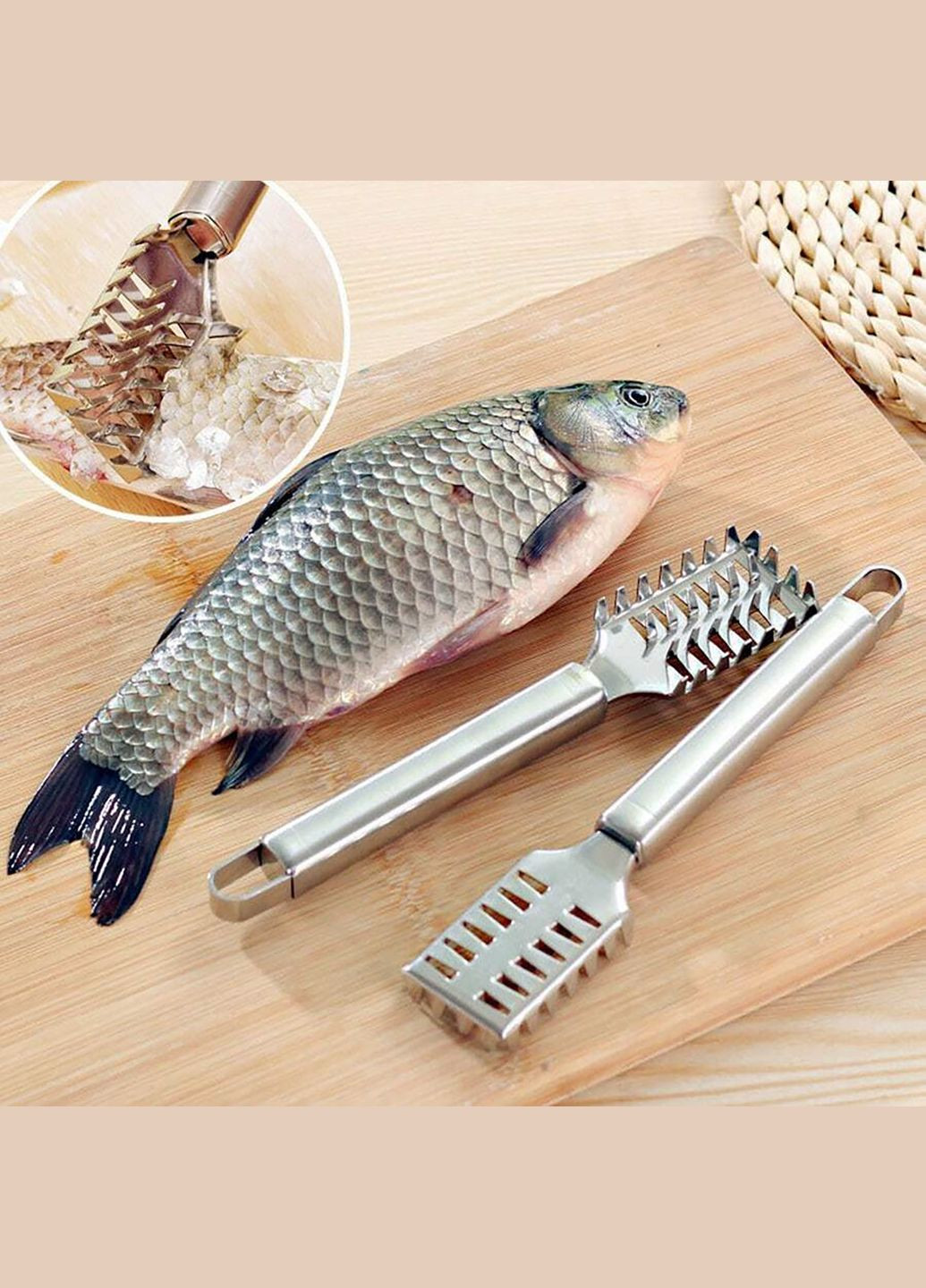 Рыбочистка 4-рядная из нержавеющей стали скребок для быстрой чистки рыбы 19.5 см Kitchen Master (317638703)