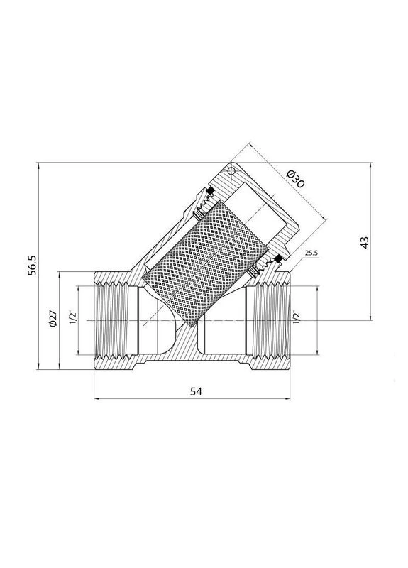 Фільтр Standart для газу 1/2"ВВ нікель, косий TAS125G15 Thermo Alliance (397568651)