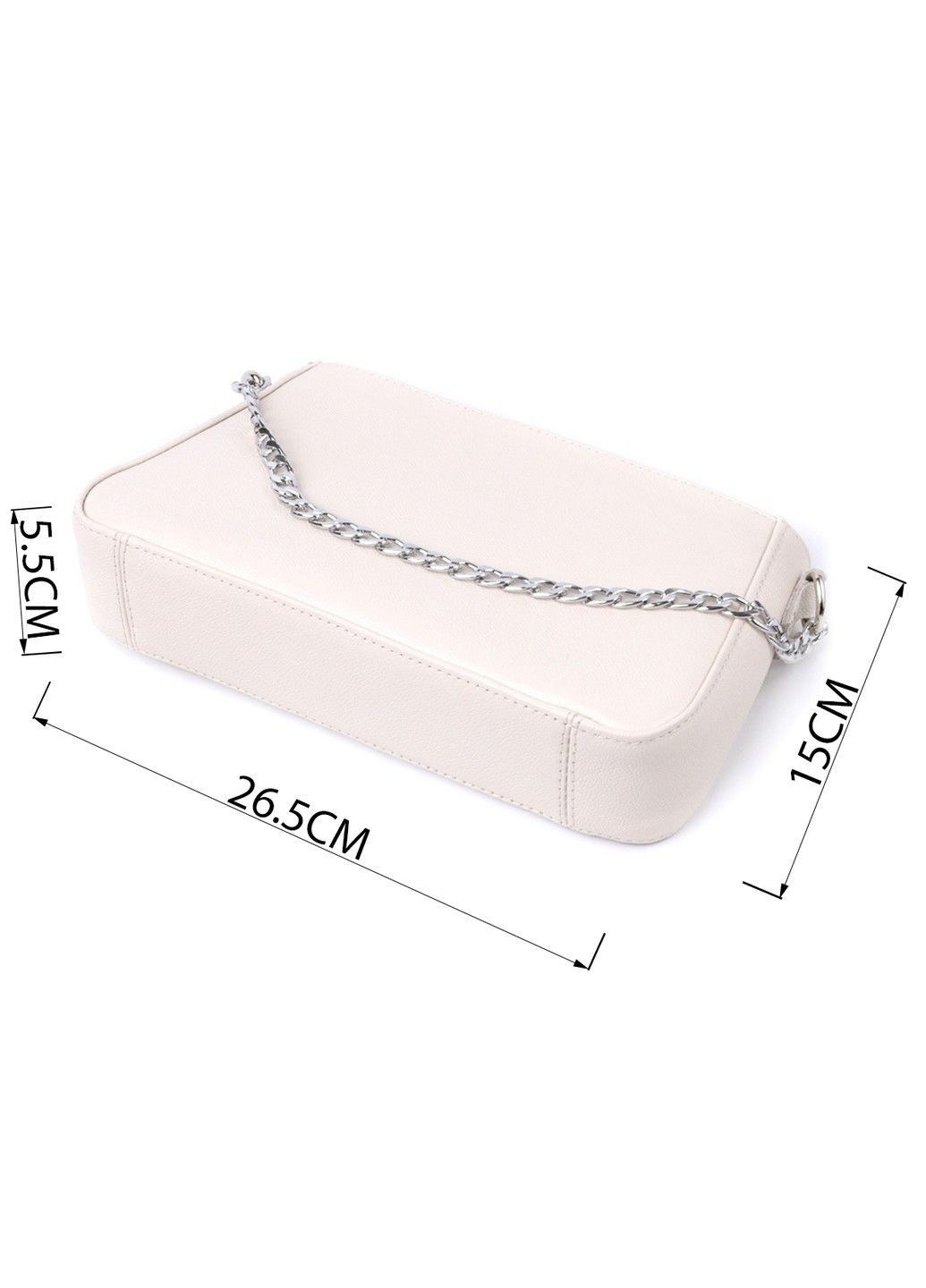 Сумка багет з ланцюжком і знімним ремінцем з натуральної шкіри 22835 Бежева Shvigel (307053965)