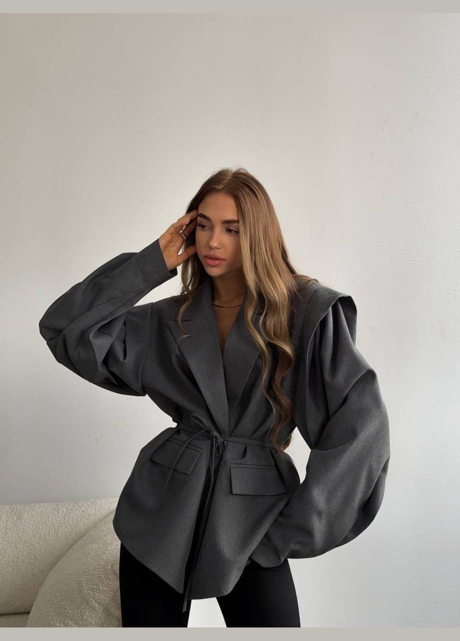 Графитовый женский пиджак женский No Brand однотонный - всесезон