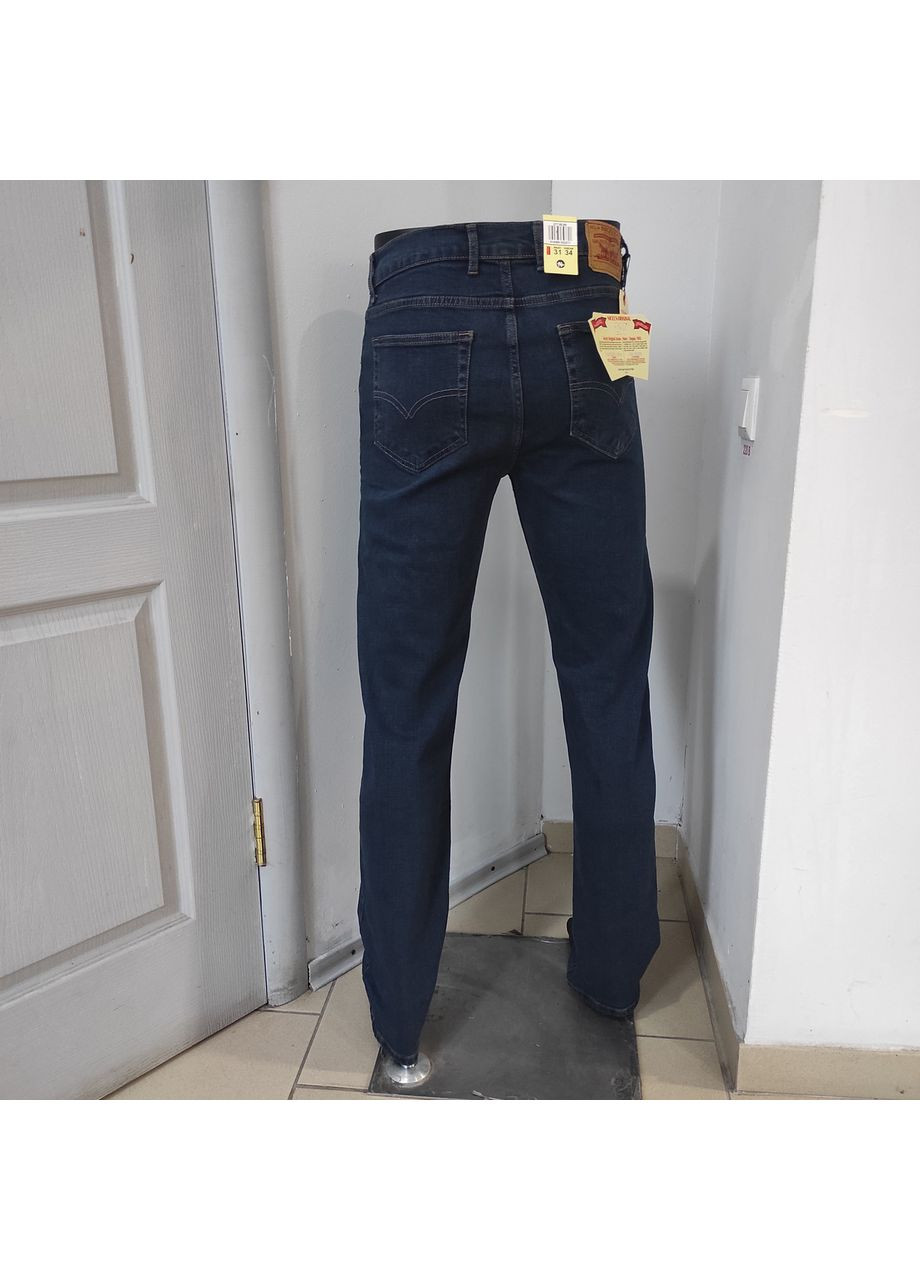 Синие джинсы мужские классические прямые грязные со стрейчем 38 синие No Brand