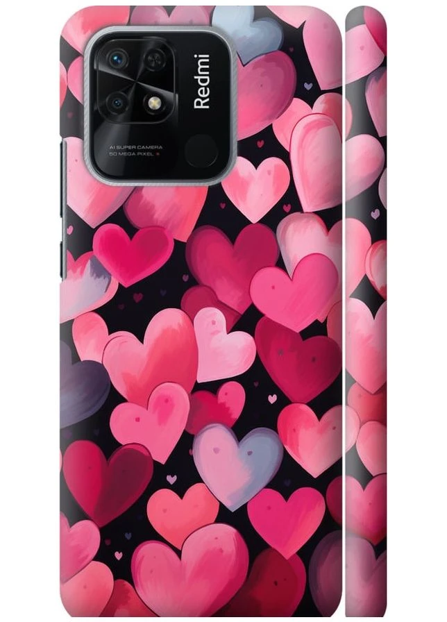 3D пластиковий матовий чохол 'Сердечка 4' для Endorphone Xiaomi Redmi 10C (267231188)