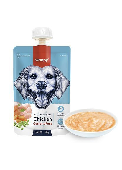 Крем-суп для собак Chicken Carrot Pea с курицей и морковью 90 г (6927749870203) Wanpy (367179980)