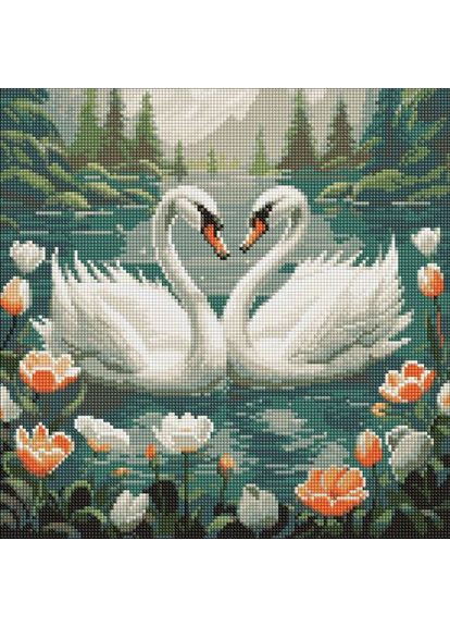 Алмазна мозаїка "Лебедина вірність" 40х40 см Ідейка (369728654)