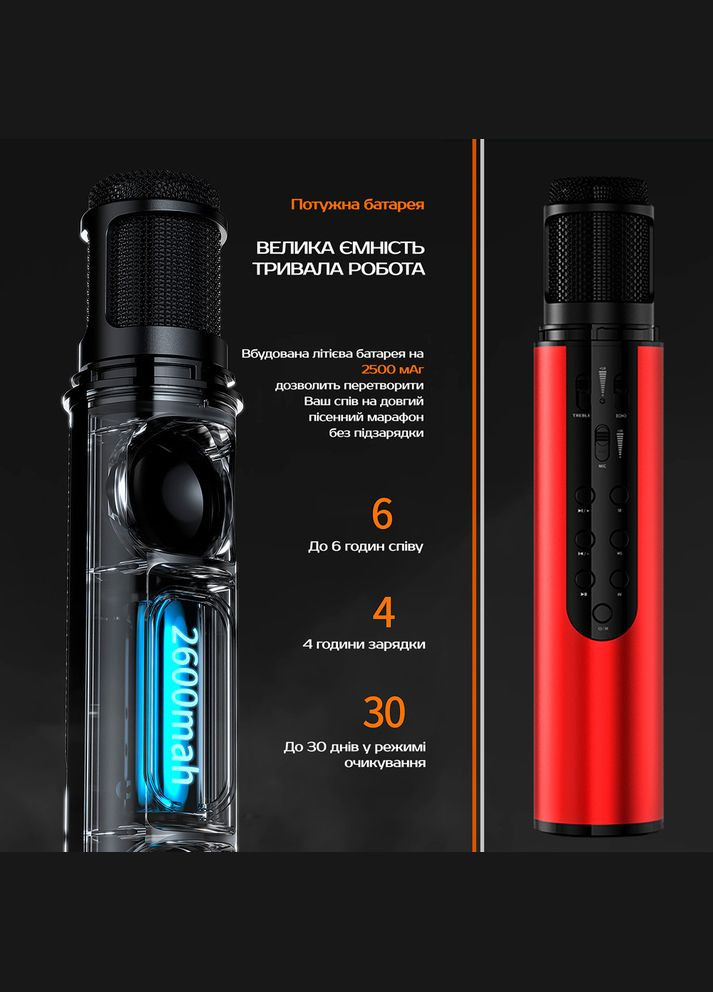 Караоке мікрофон K1 Premium червоний (стерео, звукова карта) Losso (327041795)