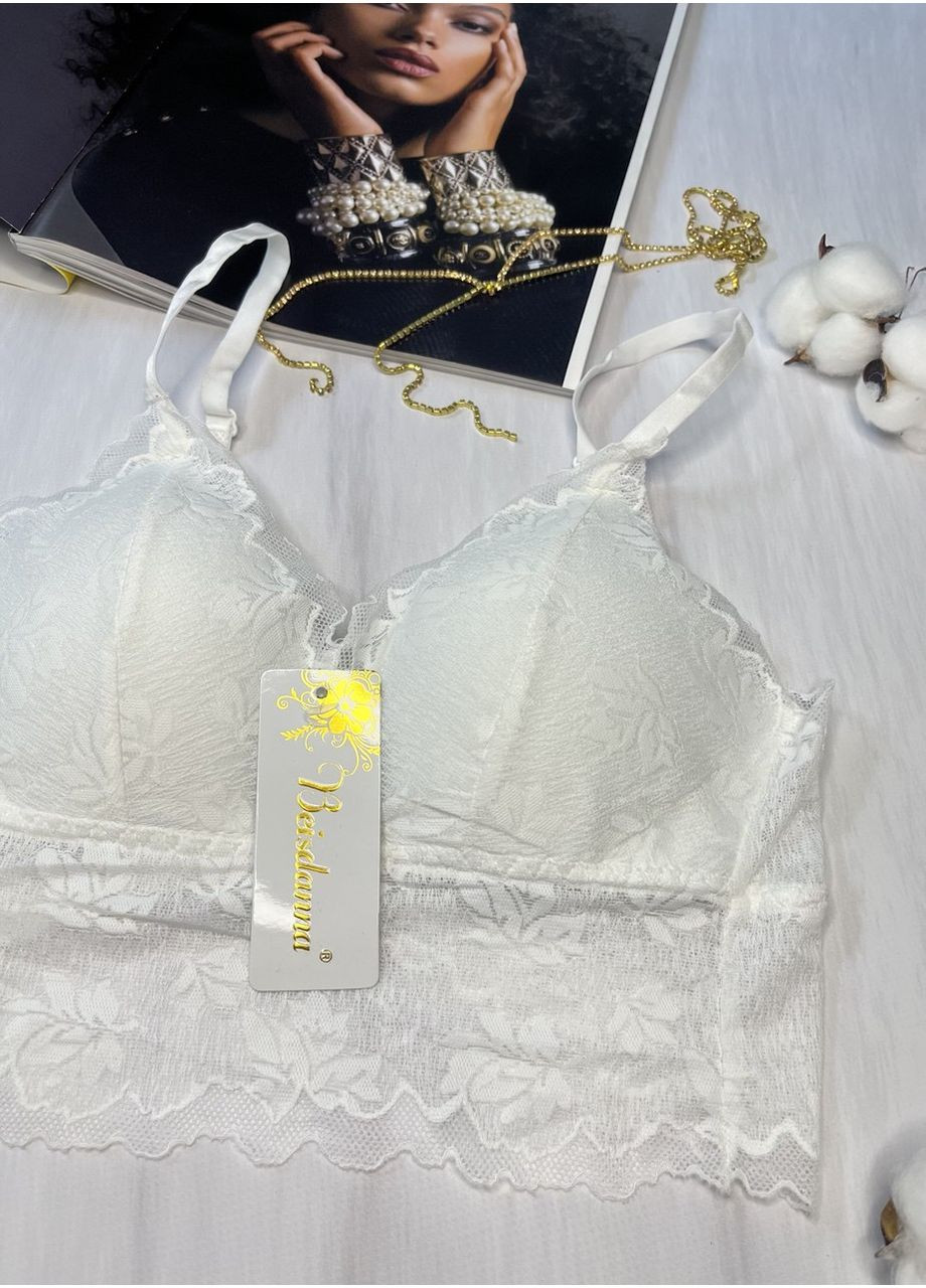 Белый топ топ кружевной с вырезом на спине Beisdanna без косточек