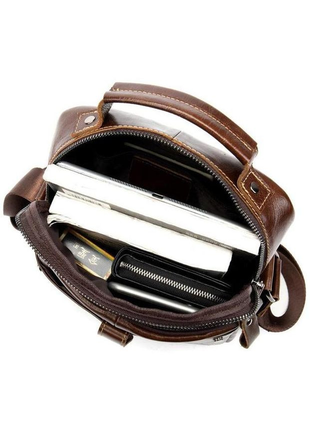 Сумка планшет через плече для документів та для телефону чоловіча з натуральної шкіри маленька Коричневий 37305 Vintage (353690052)