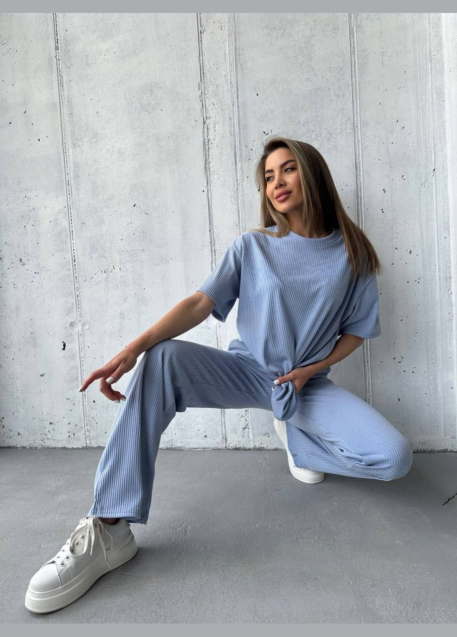 Костюм рубчик мустанг,штани палаццо та футболка широка No Brand (341712322)