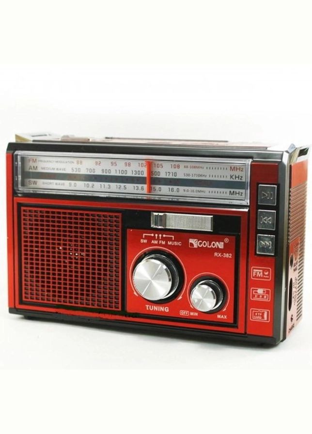 Радіоприймач з ліхтарем RX-382 BT Bluetooth Червоний Golon (280916487)