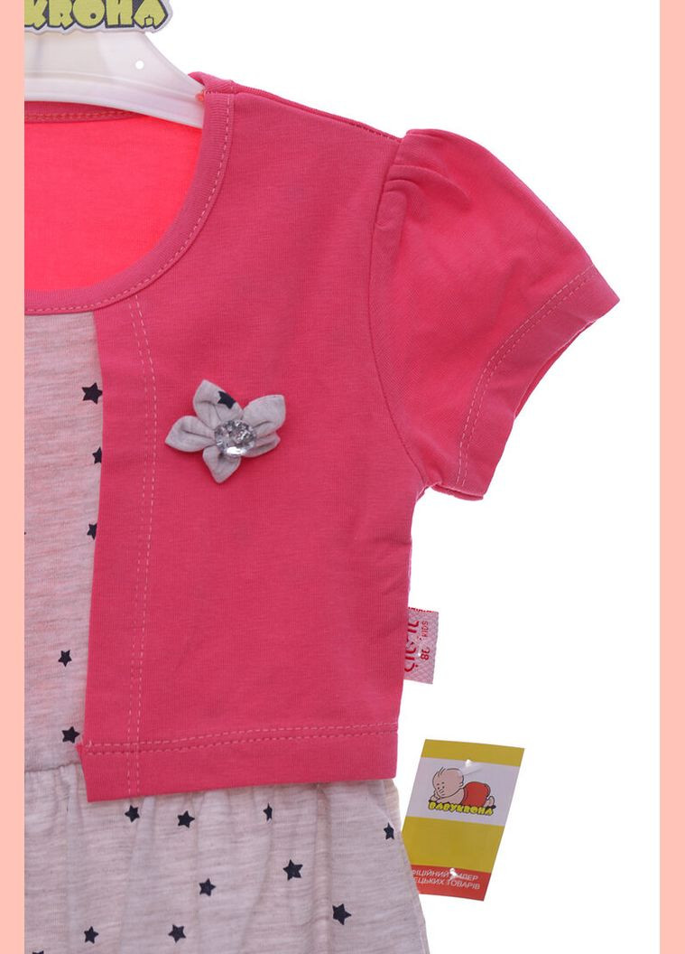 Рожева літнє плаття з коротким рукавом інтерлок зі зірками коралове 86 см (42652) BABYKROHA (323470010)