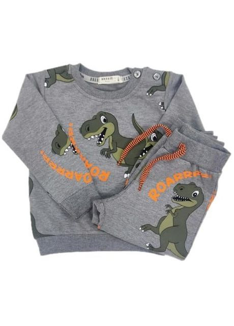 Серый демисезонный свитшот + брюки 17960 темно меланжевый Breeze