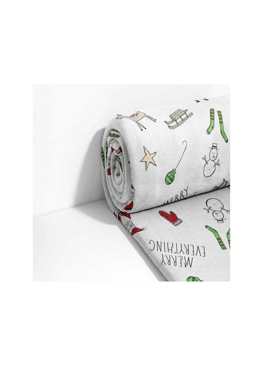 Плед 150*200 Новорічний Велсофт,Білий Merry everything ТМ Lelit (346287275)