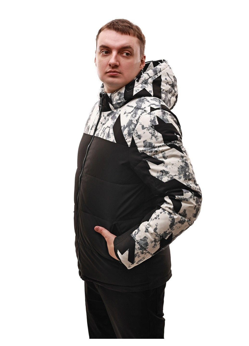 Чорно-біла куртка зимова чоловіча BIHOR