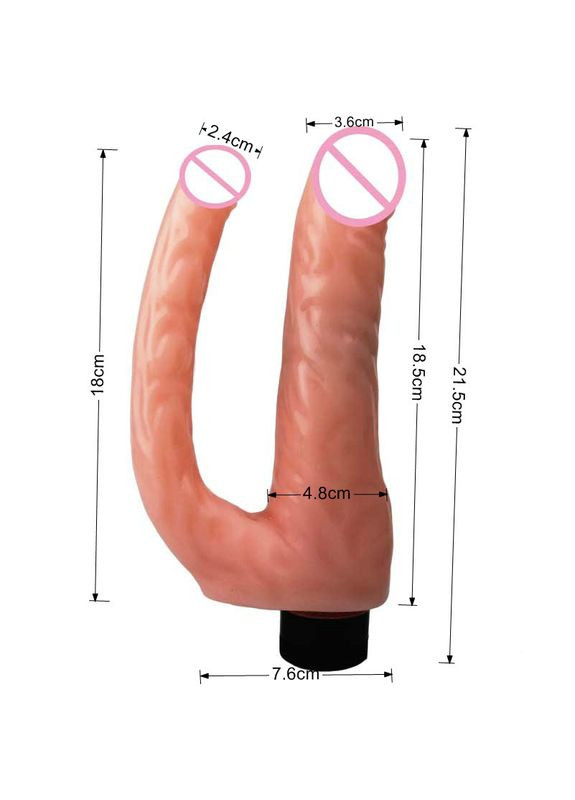 Подвійний вібратор фалоїмітатор реалістичний анальний і вагінальний із лупикантом на вибір No Brand (340914775)