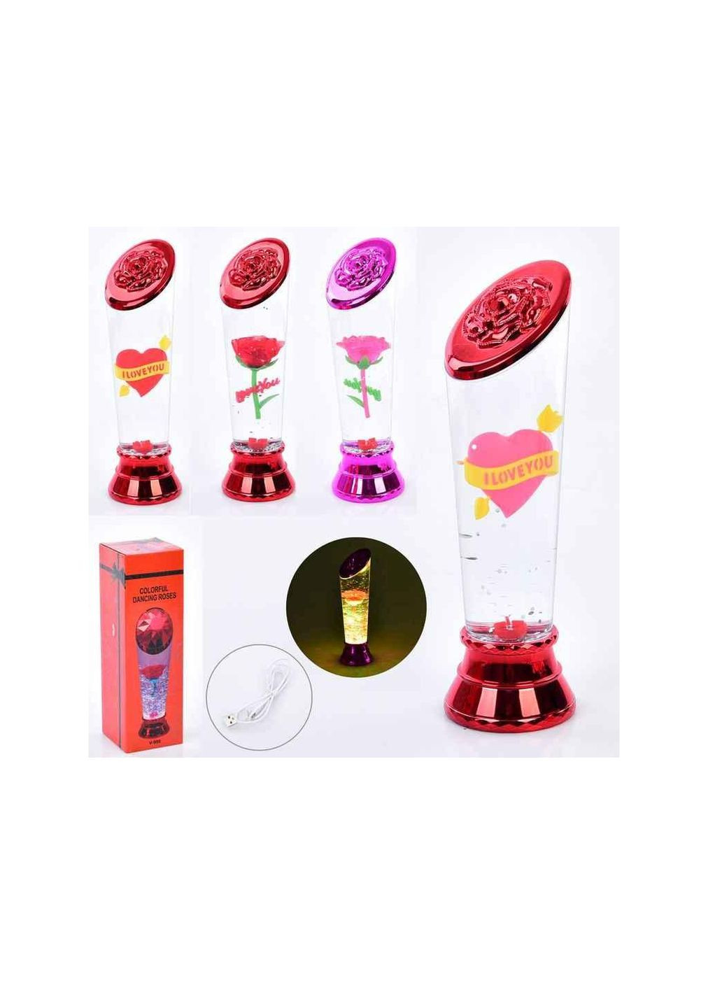 Ночник 24см Gliter розовый на батке/от сети-USB шнур ТМ Creative (311955683)