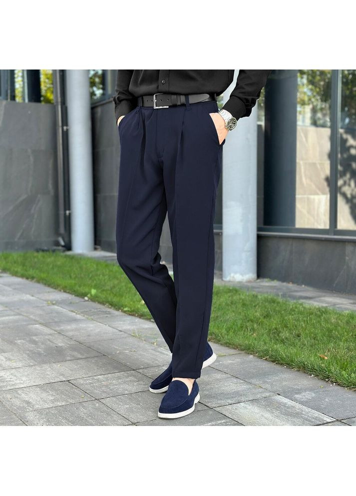 Темно-синие классические, кэжуал демисезонные прямые брюки Freedom