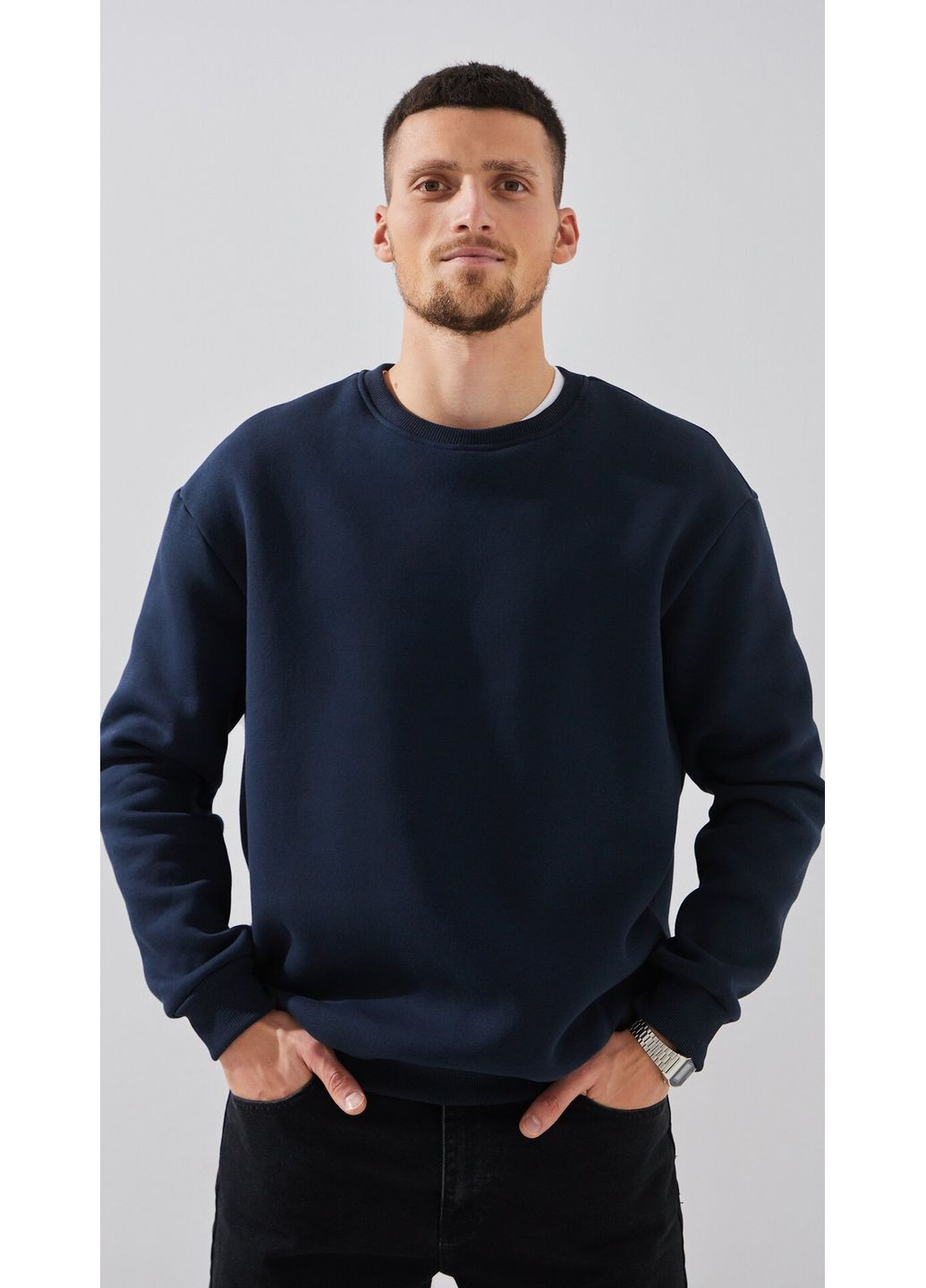 Темно-серый свитшот однотонный мужской mbc02306 темно-серый shop (2000990176332) LAWA однотонный (316015961)