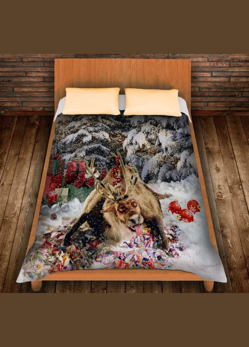 Плед с 3D принтом - Рождественский олень Рудольф и конфеты Перша Креативна мануфактура PERFECTUS Плед (301869620)