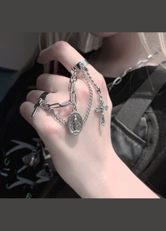 Кольца кресты набор колец 2шт соединены цепочкой комплект с крестом No Brand (340463671)