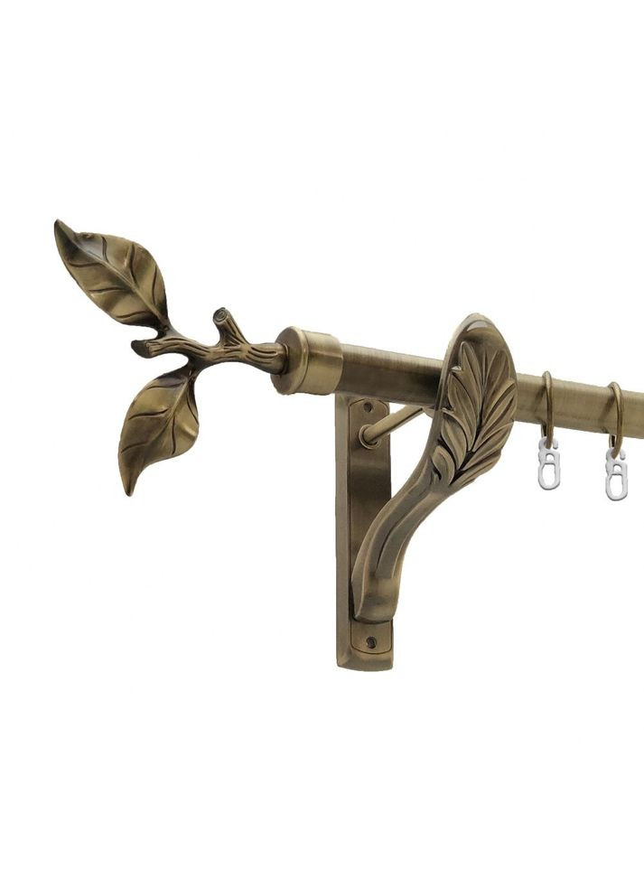 Карниз Листок Розы металлический однорядный ретро гладкая труба Антик 25 мм 160 см (4224685) ORVIT (300845115)