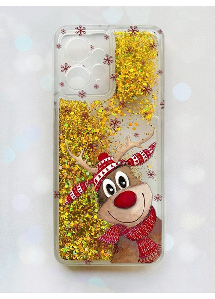 Чехол с плавающими золотыми блестками на Xiaomi Redmi Note 12 4G Зимний олень (принт 149) Creative (362970364)