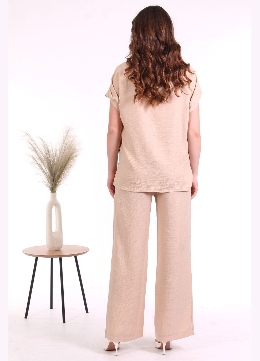 Костюм двойка базовый женский 0543 меланж лен бежевый Актуаль (330258153)