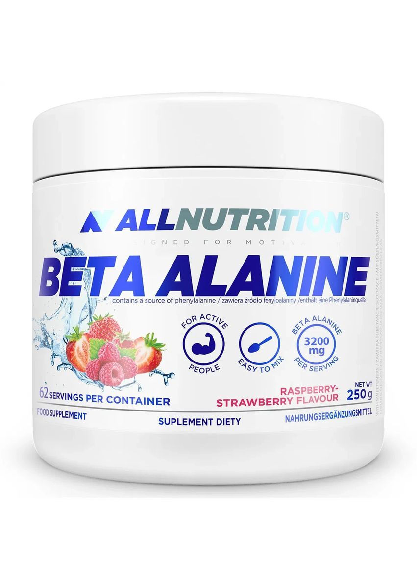 Бета-аланін Beta Alanine All Nutrition, малина-полуниця, 250 г Allnutrition (362971584)