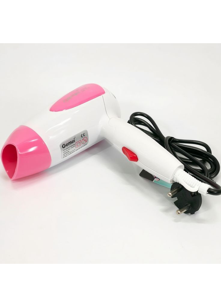 Фен дорожній для волосся складаний 1200 Вт рожевий Gemei (364503434)