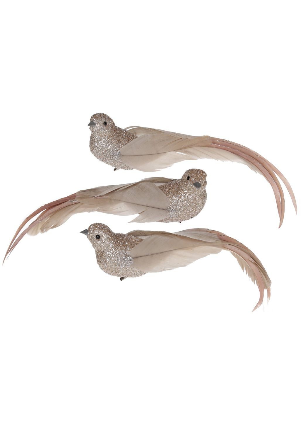 Декоративная птица на клипсе 22см, бежевая No Brand (307403953)