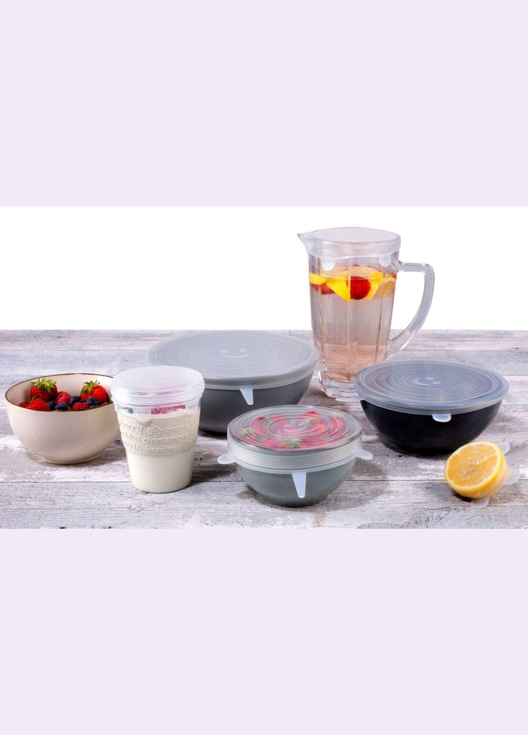 Набір силіконових кришок для посуду 10 шт Ø 6/9/11/14/16/20 см, кришка силіконова для чашок/контейнеро Alpina (362045964)