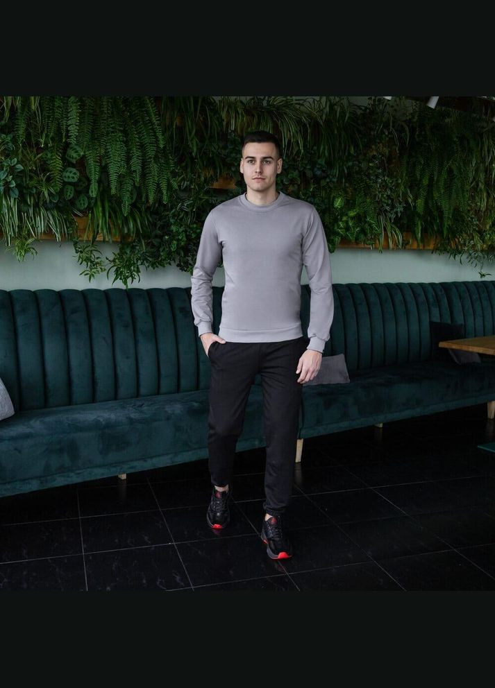 Сірий стильний чоловічий світшот однотонний сірий Freedom однотонний без декору (342741120)