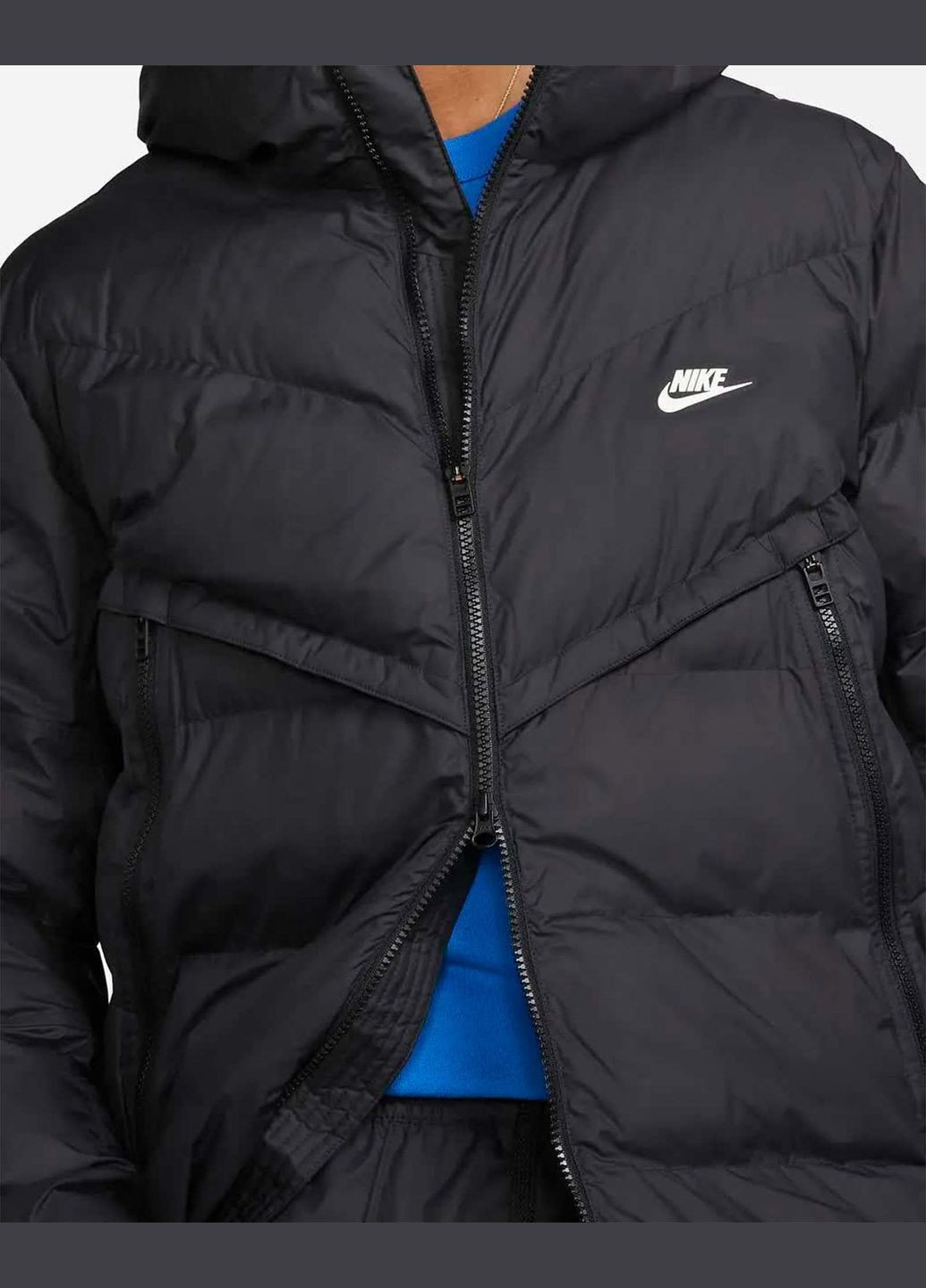 Чорна демісезонна курткапарка чоловіча storm-fit windrunner primaloft parka dr9609-010 зима чорна Nike