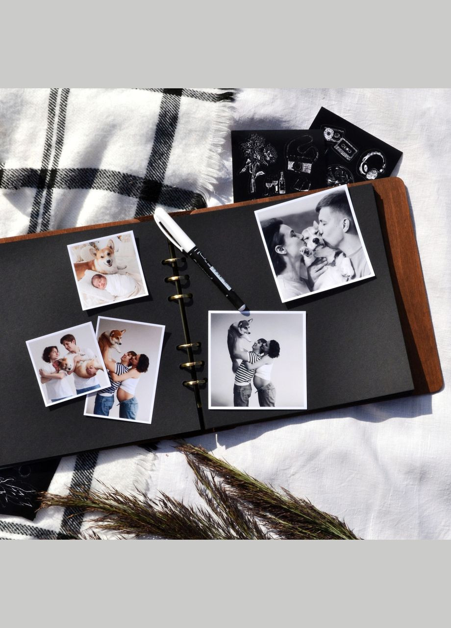 Крафтбук "МАМА" 23x23 із темною обкладинкою та чорними сторінками Your Magnets (336954874)