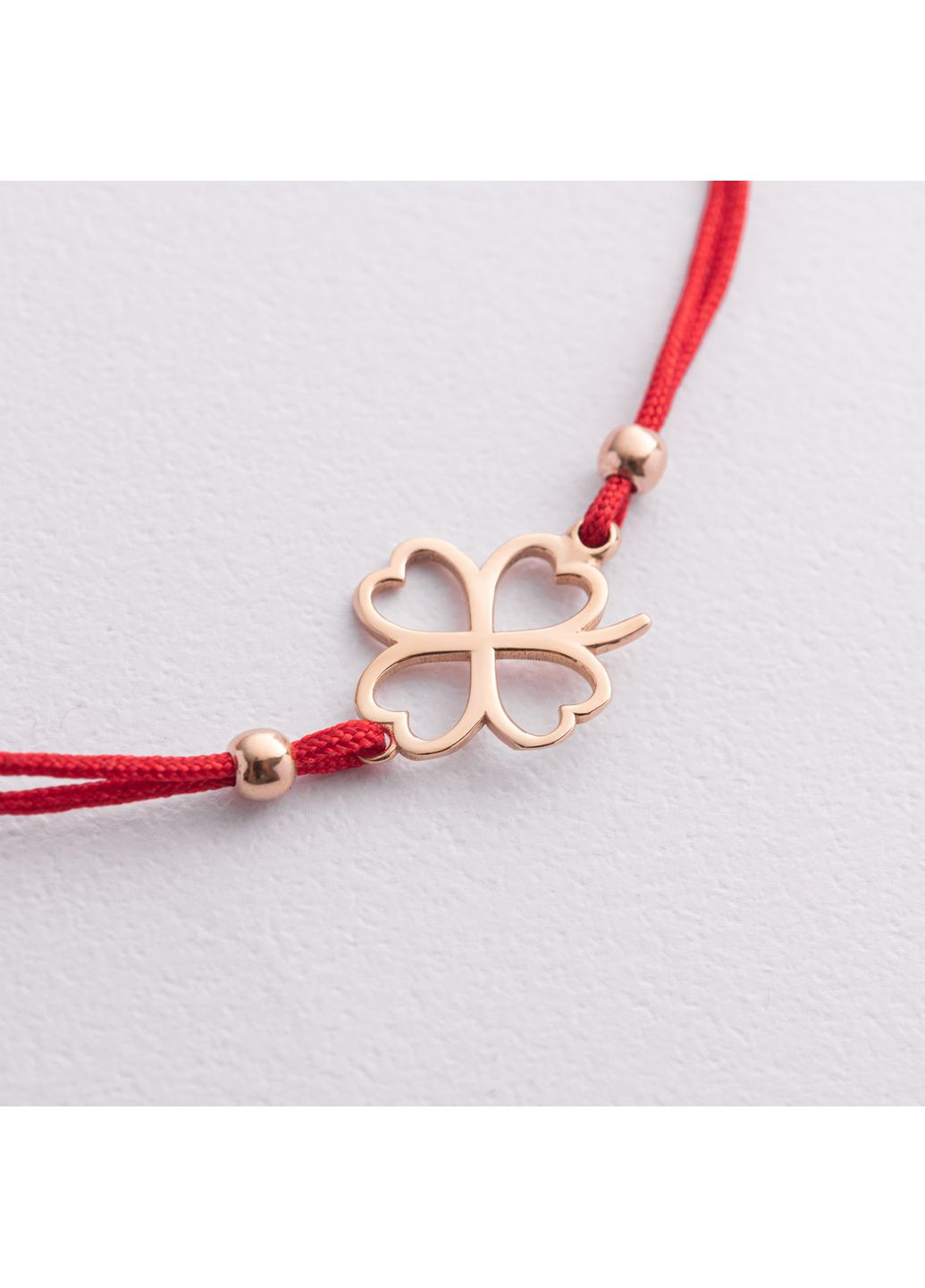 Золотой браслет Клевер с красной нитью б05737 22 22 Oniks (350612895)
