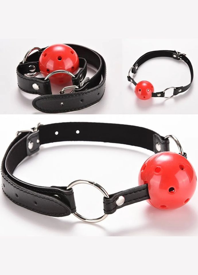 Кляп у рот з пластиковою кулькою з отворами для бдсм ігор No Brand (341309941)