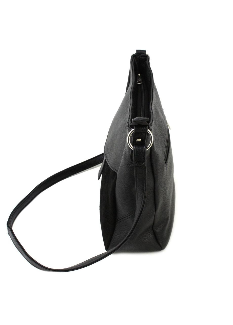 Повсякденна невелика жіноча сумка-хобо 59015002-1 чорна з замшею Voila (369368688)