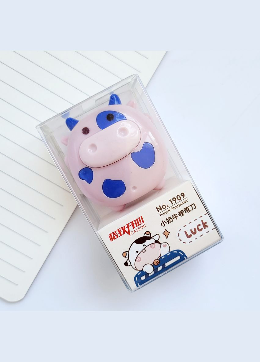 Стругачка для олівців у формі корівки Cow, рожева, з контейнером для стружки, для дитячих та канцелярських олівців No Brand (322872663)