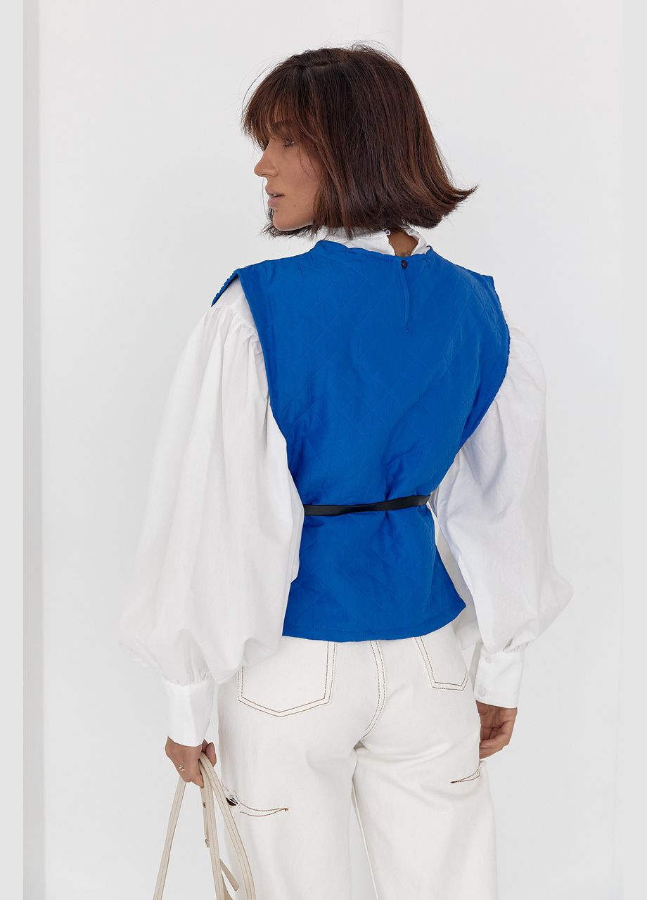 Синіти блуза з об'ємними рукавами з накидкою та поясом Liton