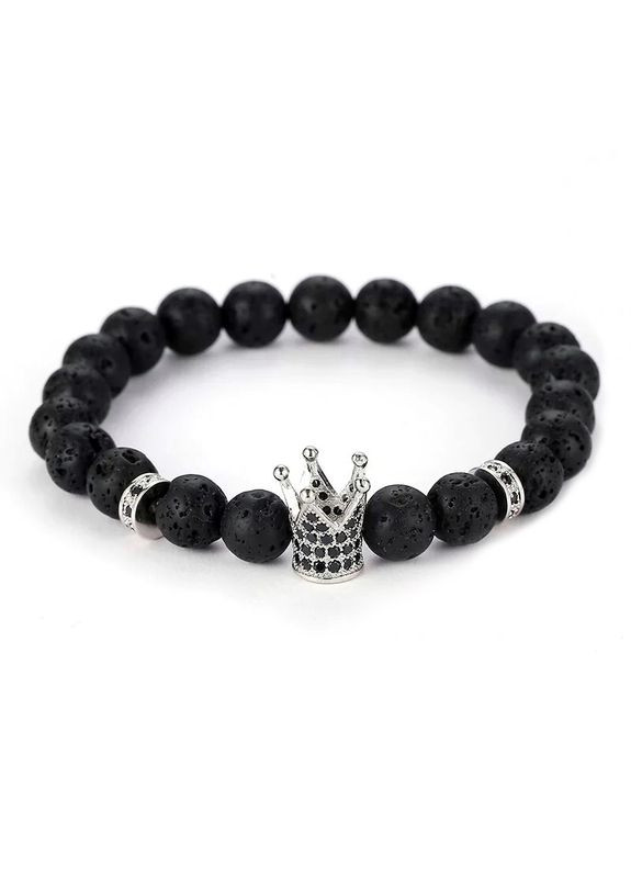 Браслет із лавового каменю з високою короною срібного кольору (20036) Hemst (302245282)